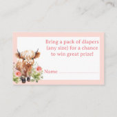 ピンクギンガムハイランドカウガールおむつラッフル エンクロージャーカード (裏面)