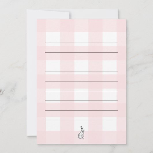 ピンクギンガムバニーラビットフラットサンキューカード カード (裏面)