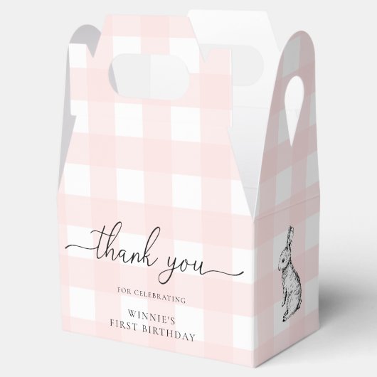 ピンクギンガムバニー誕生日サンキューオファーボックス フェイバーボックス (オープン)
