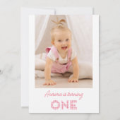 ピンクギンガムバンティンフォトピクニック1st誕生日 招待状 (裏面)