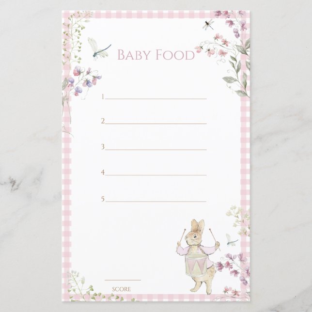 ピンクギンガムピーターうさぎ推測ベビー食べ物ゲーム (正面)