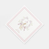 ピンクギンガムピーターザラビットモノグラム赤ちゃんシャワー スタンダードランチョンナプキン (角)