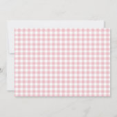 ピンクギンガムピーチファースト誕生日写真 サンキューカード (裏面)