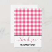 ピンクギンガムファミリー素朴名   サンキューカード (正面/裏面)