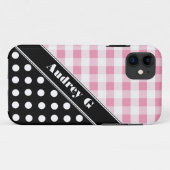 ピンクギンガムブラック水玉模様iPhone 5ケース Case-Mate iPhoneケース (裏面(横))