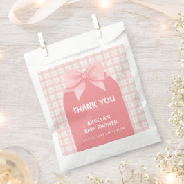 ピンクギンガムプレイドアーチボウベイビーシャワーありがとう フェイバーバッグ