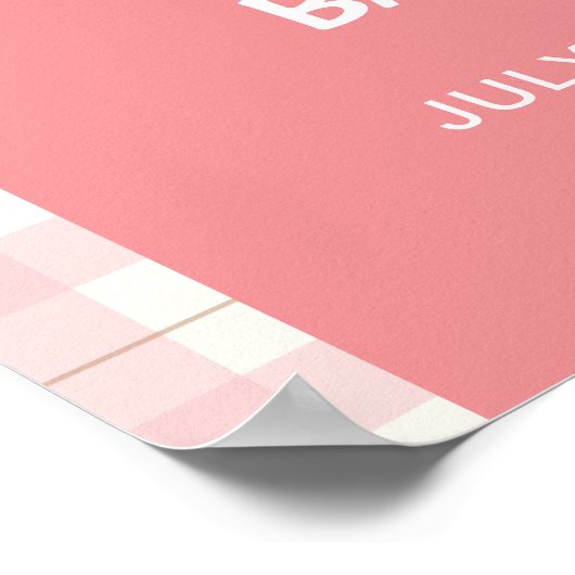 ピンクギンガムプレイドアーチボウベイビーシャワーへようこそ ポスター (角)