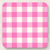 ピンクギンガムプレイドコテージコア コースター (正面)