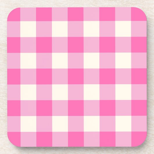 ピンクギンガムプレイドコテージコア コースター (正面)