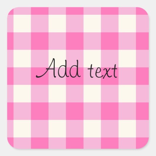 ピンクギンガムプレイドコテージコア スクエアシール (正面)