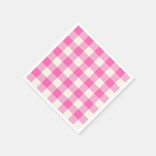 ピンクギンガムプレイドコテージコア スタンダードカクテルナプキン