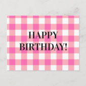 ピンクギンガムプレイドコテージコア ポストカード (正面)