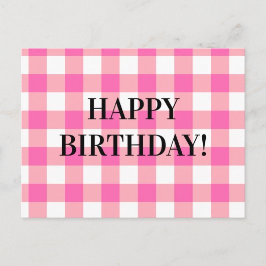 ピンクギンガムプレイドコテージコア ポストカード (正面)