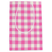 ピンクギンガムプレイドコテージコア ミディアムペーパーバッグ (正面)