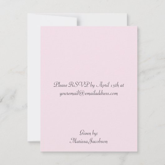 ピンクギンガムベビーシャワー招待状 招待状 (裏面)