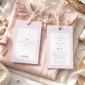 ピンクギンガムベビー服価格タグハングタグ 名刺