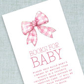 ピンクギンガムボウブーブックベビーベビーシャワー エンクロージャーカード