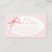 ピンクギンガムボウベビーガールシャワーブックベビー エンクロージャーカード (正面)
