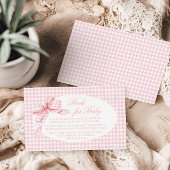 ピンクギンガムボウベビーガールシャワーブックベビー エンクロージャーカード