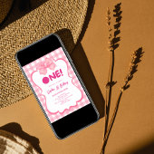 ピンクギンガムボウ1st誕生日招待状 招待状