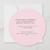 ピンクギンガムポニーベビーシャワーラウンド 招待状 (裏面)