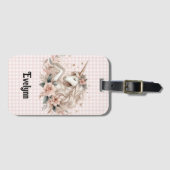 ピンクギンガムユニコーンフローラパステルラゲージタグ ラゲッジタグ (正面横)