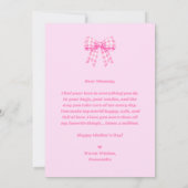 ピンクギンガムリボンの母の日フォトカード (裏面)