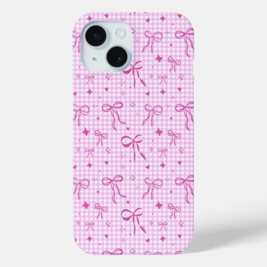 ピンクギンガムリボン携帯ケース Case-Mate iPhoneケース (裏面)