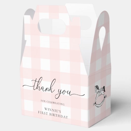 ピンクギンガムロッキングホースありがとうお気に入りボックス フェイバーボックス (オープン)