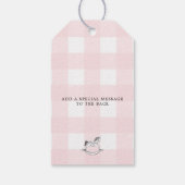 ピンクギンガムロッキングホースありがとうメッセージカード ギフトタグ (裏面)
