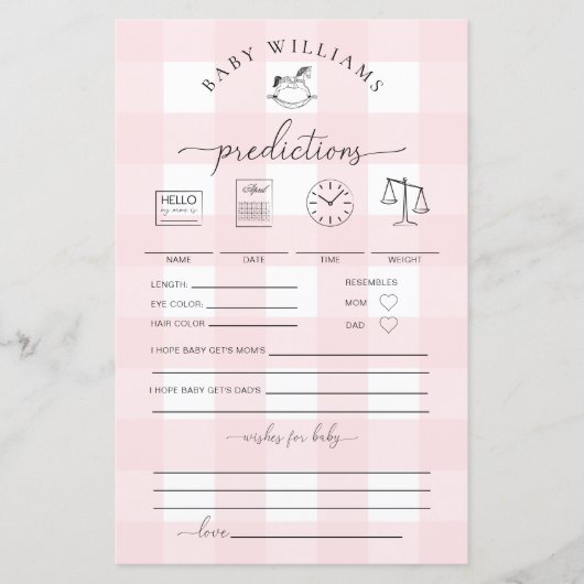 ピンクギンガムロッキングホースベビー予測ゲーム (正面)