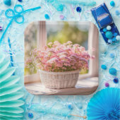 ピンククイーンアンズレースブーケ ペーパープレート (パーティー)