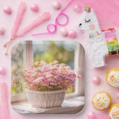 ピンククイーンアンズレースブーケ ペーパープレート (パーティー)