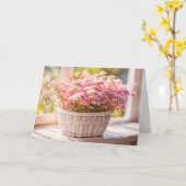 ピンククイーンアンズレース誕生日 カード (黄色い花)