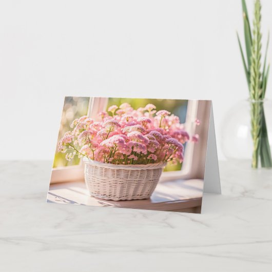 ピンククイーンアンズレース誕生日 カード (正面)