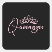 ピンククイーンエイジャー、ドラマチックなクイーン10代の若者 スクエアシール (正面)