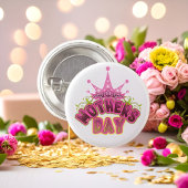 ピンククイーンクラウンハッピーマザーズデイボタン 缶バッジ