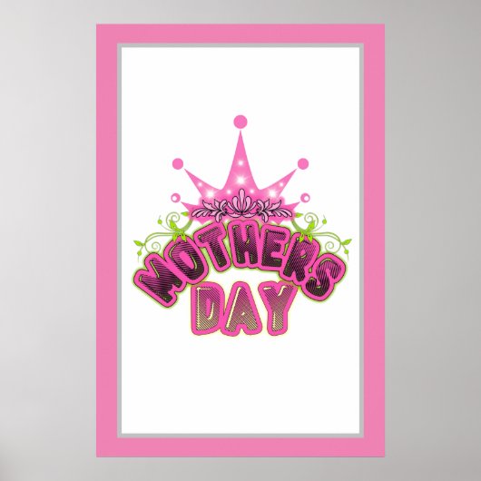 ピンククイーンクラウンハッピーマザーズデイPOSTER ポスター (正面)