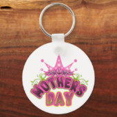 ピンククイーンクラウンハッピーマザーズ日キーチェーン キーホルダー (正面)