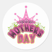 ピンククイーンクラウンマザーズクラシックデイラウンドステッカー ラウンドシール (正面)