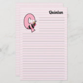 ピンククイーンビーモンドグラムレターQライン 便箋 (正面/裏面)
