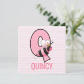 ピンククイーンビーレターQ子供の誕生日パーティー 招待状 (スタンド正面)