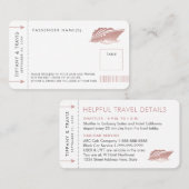 ピンクククルーズチケット搭乗パスプレイスエスコートカード プレイスカード (正面/裏面)