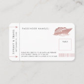 ピンクククルーズチケット搭乗パスプレイスエスコートカード プレイスカード (正面)