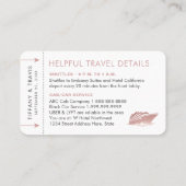 ピンクククルーズチケット搭乗パスプレイスエスコートカード プレイスカード (裏面)