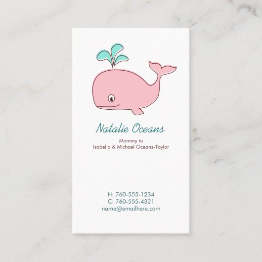 ピンククジラのママ通話カード コーリングカード (正面)