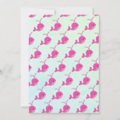 ピンククジラ海軍タイポグラフィ海ベビーガールシャワー 招待状 (裏面)