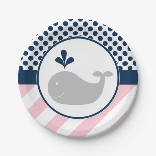 ピンククジラ紙プレート ペーパープレート (正面)