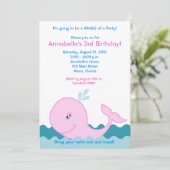 ピンククジラ5x7誕生日招待状 招待状 (スタンド正面)