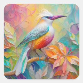 ピンククチバシの赤い胸の幻想的な鳥 スクエアシール